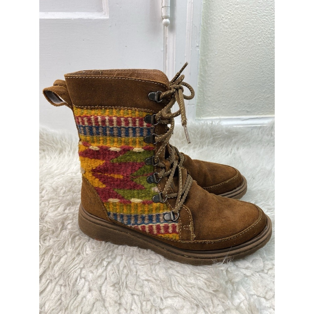 Born Oriana Women's 6.5 Brown Suede Leather Southwest Embroidered Ankle Boots
